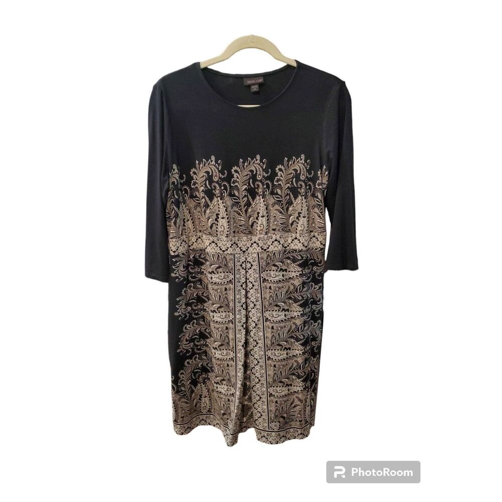 J. Jill Black and Gold Midi Dress